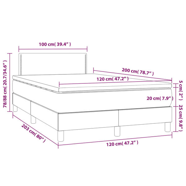 vidaXL Κρεβάτι Boxspring με Στρώμα Ροζ 120x200 εκ. Βελούδινο