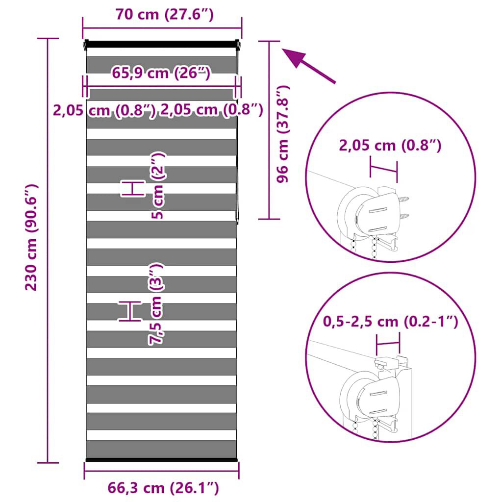 vidaXL Ζέβρα τυφλή Μαύρο Πλάτος υφάσματος 65,9 εκ. Πολυεστέρας