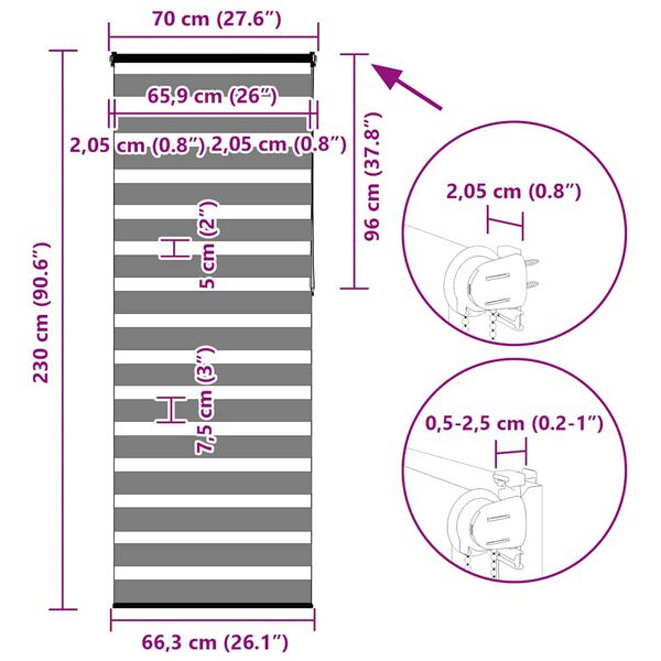 vidaXL Ζέβρα τυφλή Μαύρο Πλάτος υφάσματος 65,9 εκ. Πολυεστέρας