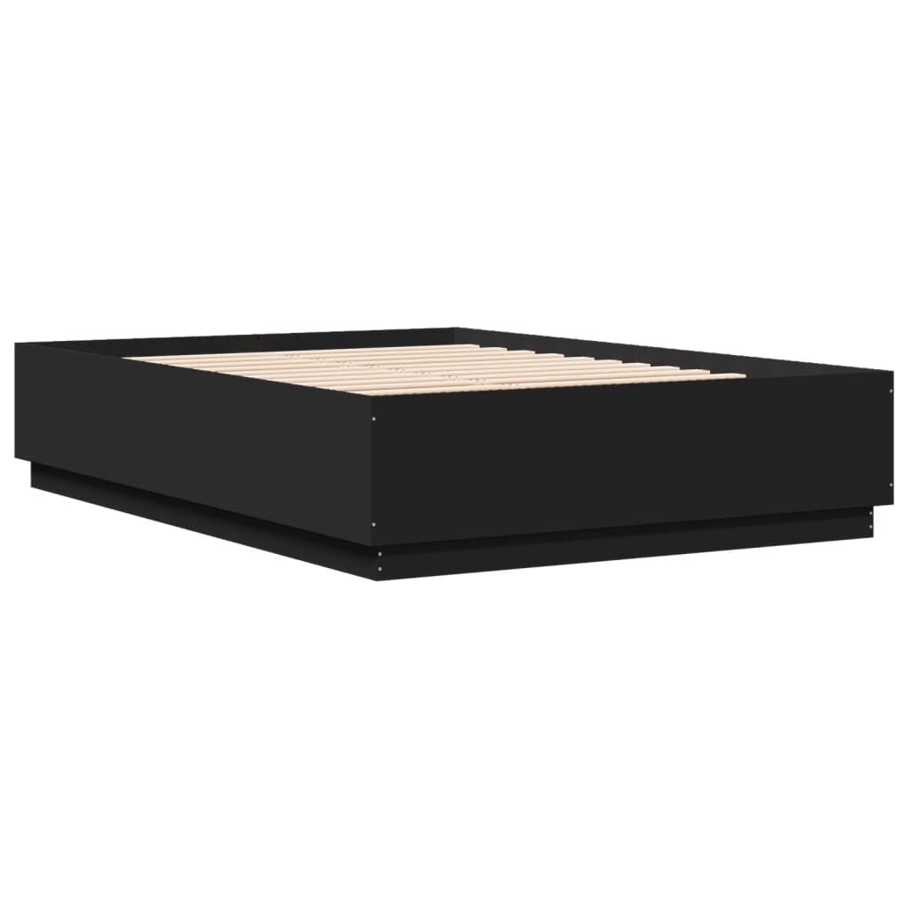 vidaXL Πλαίσιο Κρεβατιού με Φώτα LED Μαύρο 140x200 εκ. Επεξ. Ξύλο