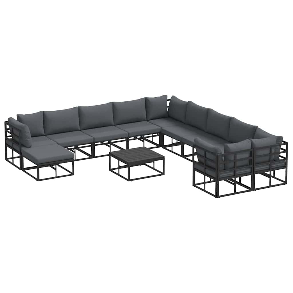 vidaXL Σετ Καναπέ Κήπου 12 pcs Μαύρο Μέταλλο