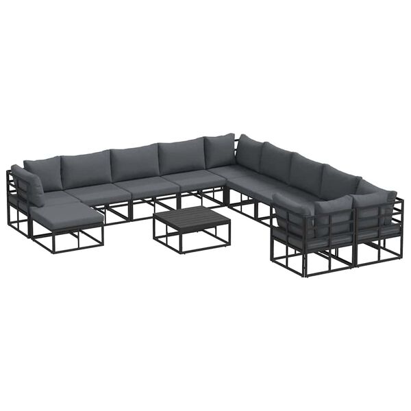 vidaXL Σετ Καναπέ Κήπου 12 pcs Μαύρο Μέταλλο