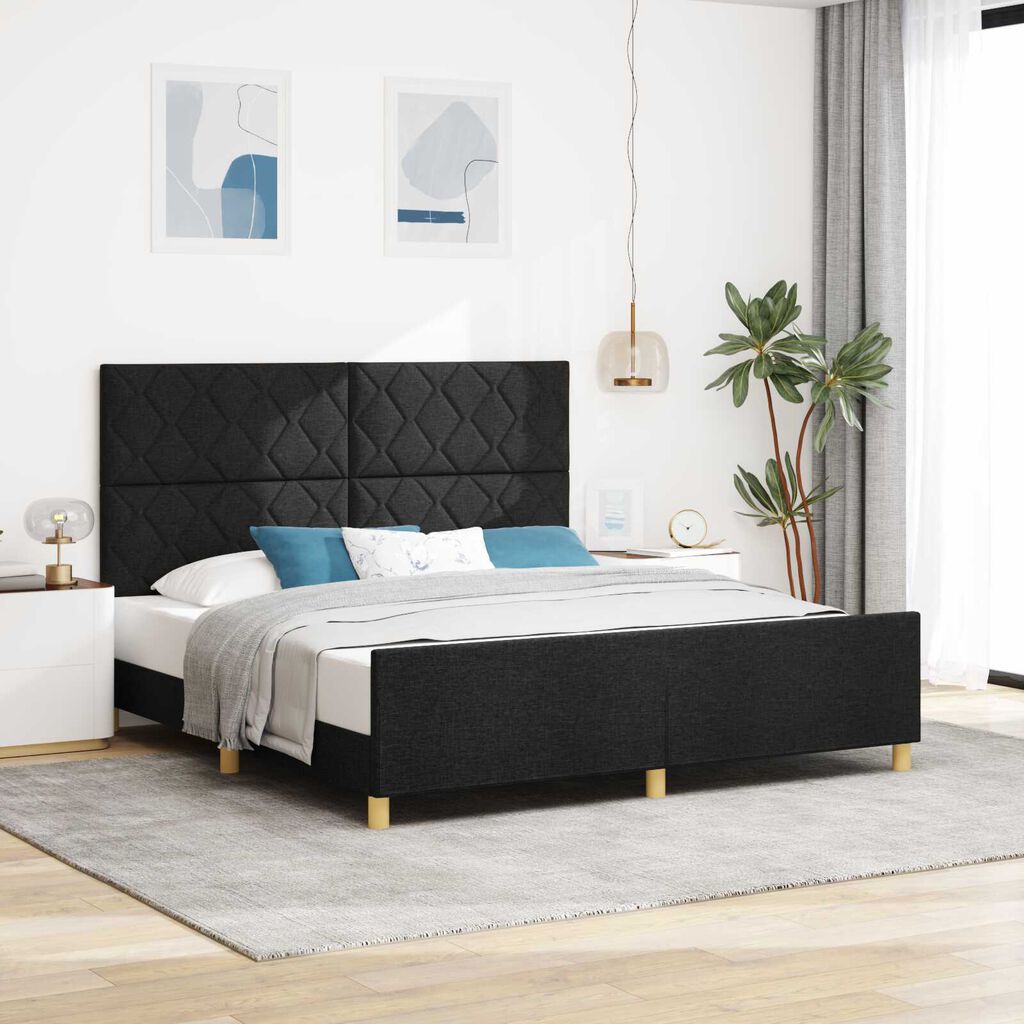 vidaXL Κρεβάτι Μαύρο 180x200 εκ Υφάσματος