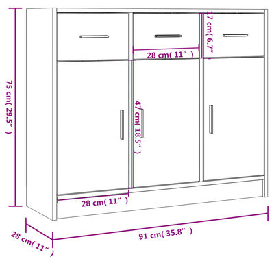 vidaXL Συρταριέρα Sonoma Δρυς 91 x 28 x 75 εκ. Επεξεργασμένο Ξύλο