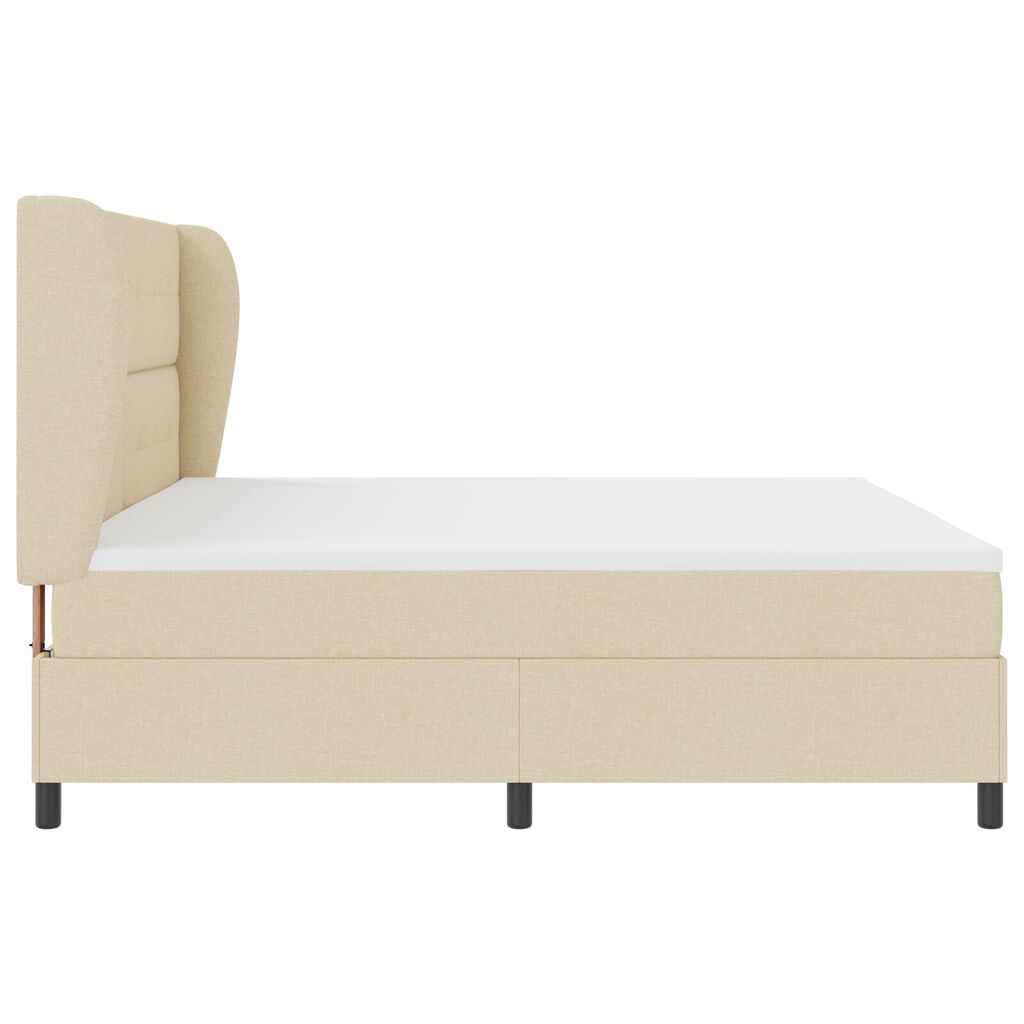 vidaXL Κρεβάτι Box Spring με Στρώμα - Κρεμ, 200x200 εκ. Ύφασμα