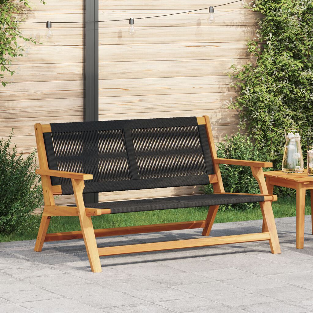 vidaXL Πάγκος Κήπου Μαύρος 76x122x73 εκ. Μασίφ Ξύλο Ακακίας
