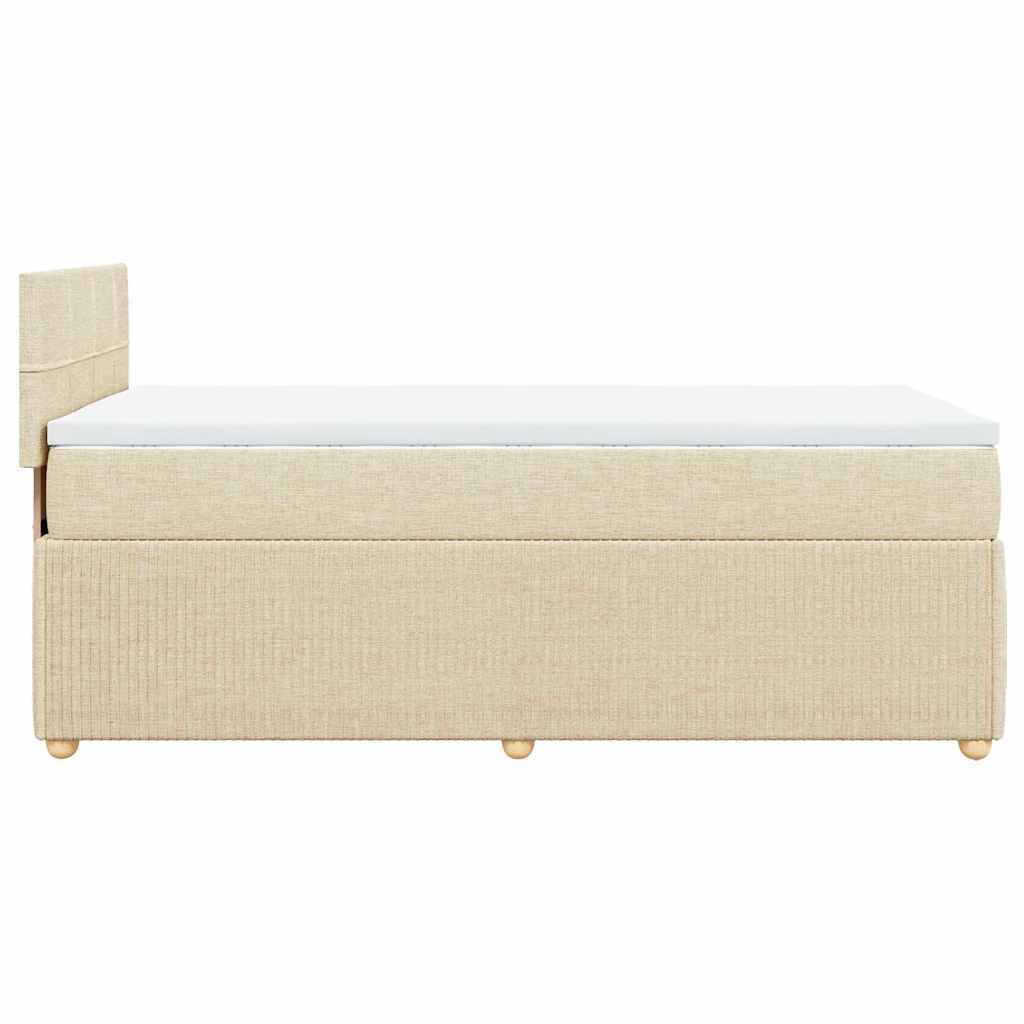 vidaXL Κρεβάτι Boxspring με Στρώμα Κρεμ 90x190 εκ.Υφασμάτινο