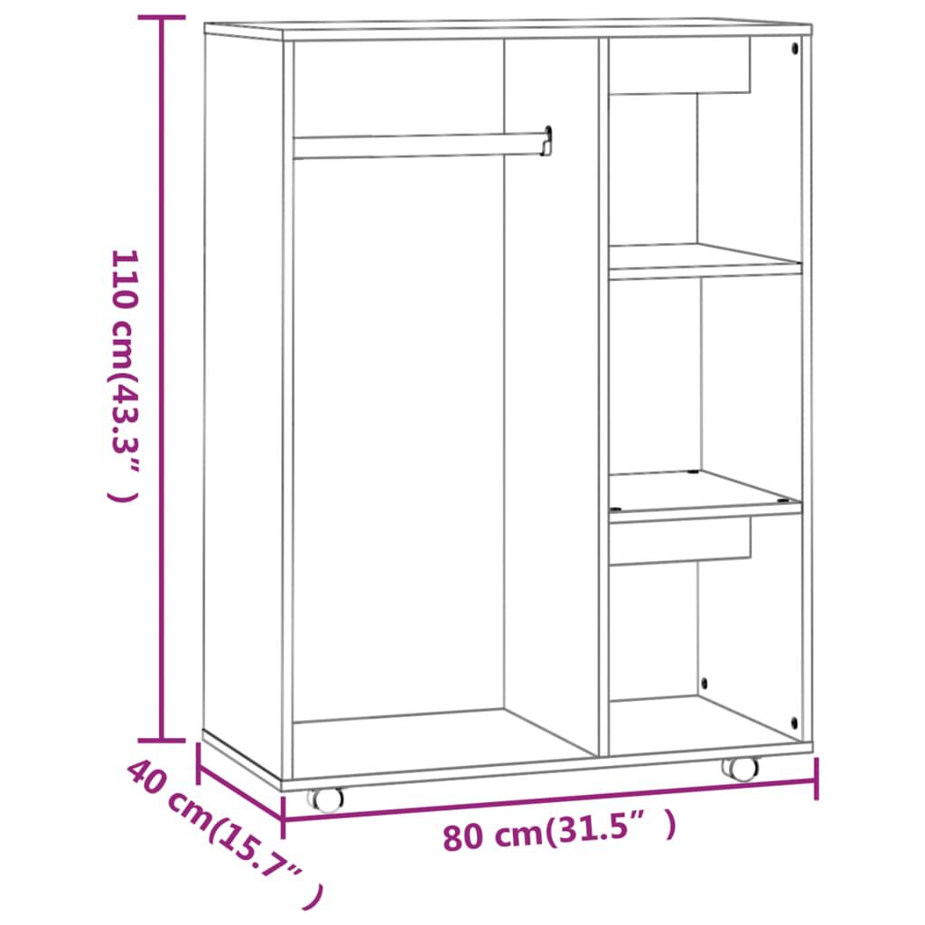vidaXL Ντουλάπα Καφέ Δρυς 80 x 40 x 110 εκ. από Επεξεργασμένο Ξύλο
