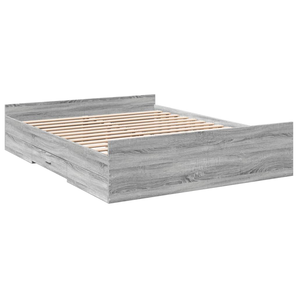 vidaXL Πλαίσιο Κρεβατιού με Συρτάρια Γκρι Sonoma 150x200εκ. Επεξ. Ξύλο