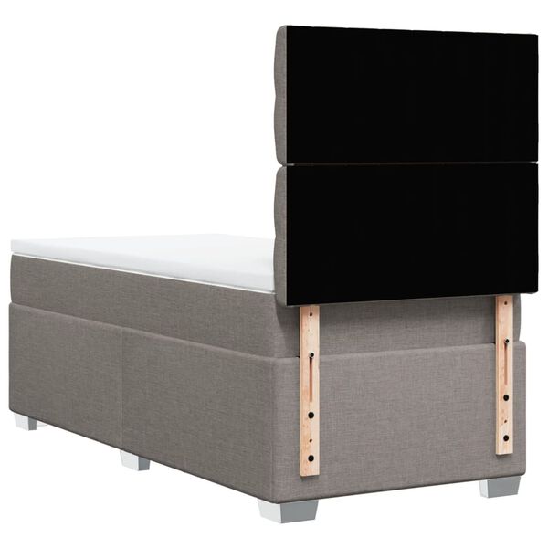 vidaXL Κρεβάτι Boxspring με Στρώμα Taupe 90x190 εκ.Υφασμάτινο