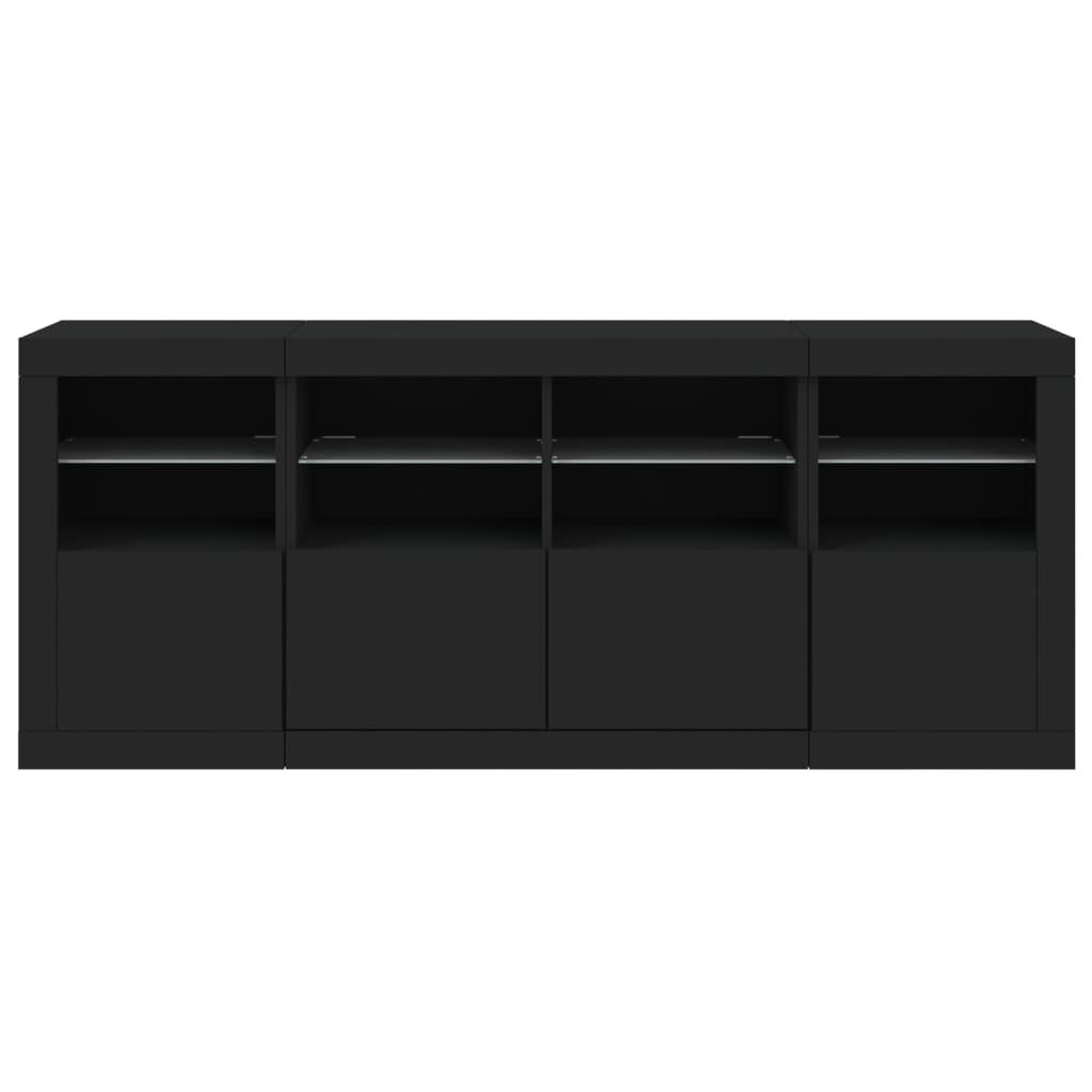 vidaXL Μπουφές με LED Μαύρος 163 x 37 x 67 εκ.