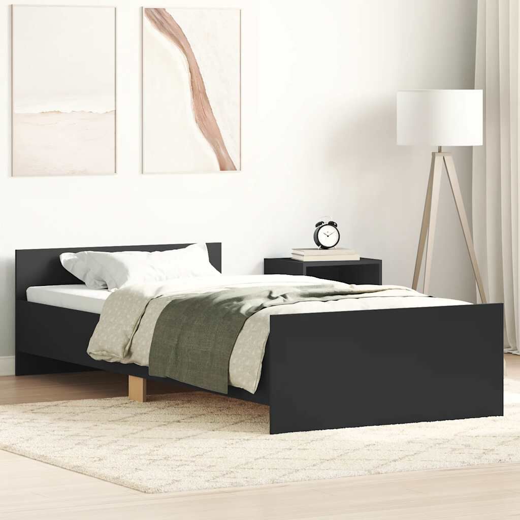 vidaXL Πλαίσιο Κρεβατιού Μαύρο 90 x 190 εκ. από Επεξεργασμένο Ξύλο