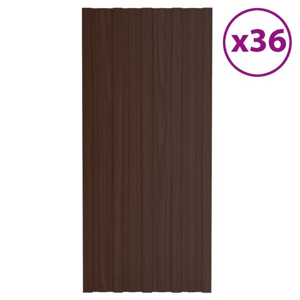 vidaXL Πάνελ Οροφής 36 τεμ. Καφέ 100 x 45 εκ. από Γαλβανιζέ Ατσάλι