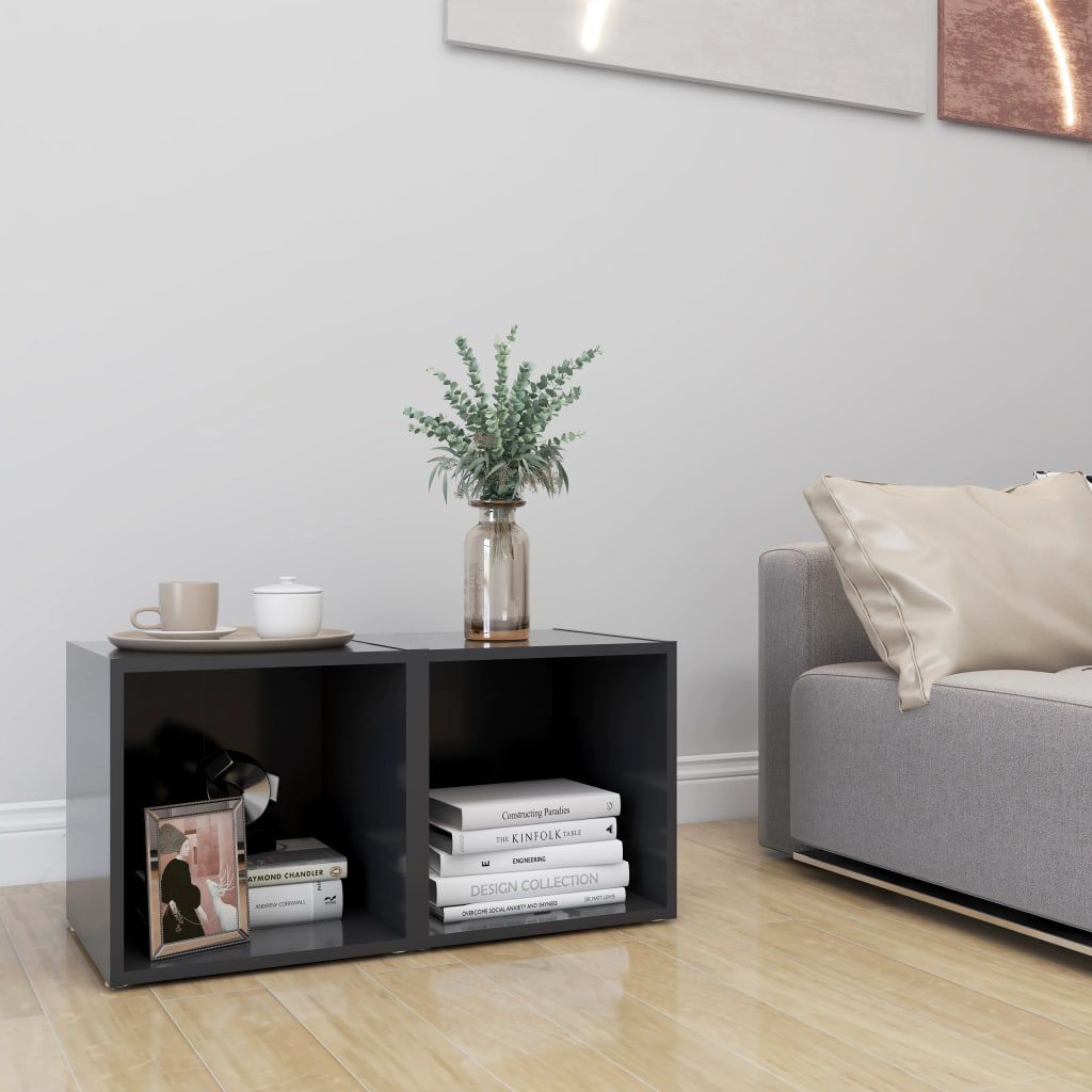 vidaXL Έπιπλα Τηλεόρασης 2 τεμ. Γκρι 37 x 35 x 37 εκ. από Επεξ. Ξύλο