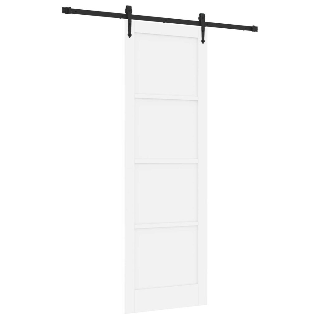 Συρόμενη Πόρτα vidaXL με Εξαρτήματα Λευκή 78x232 cm Συμπαγές Ξύλο Πεύκου