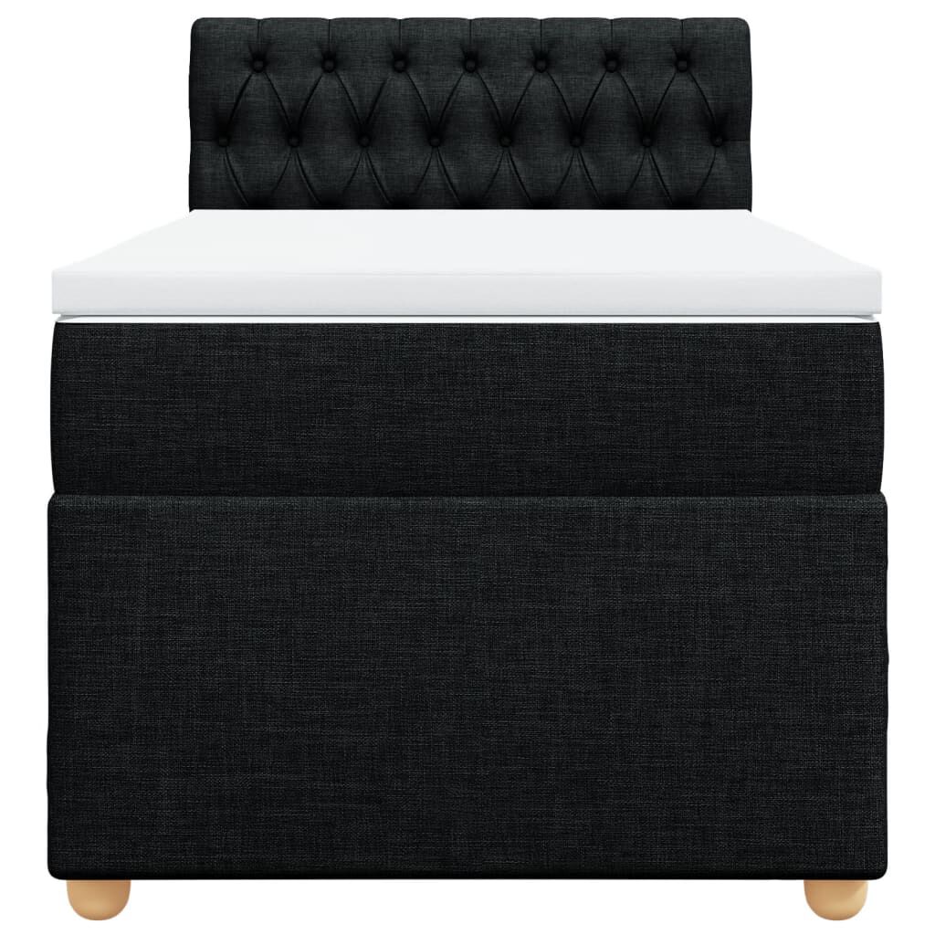 vidaXL Κρεβάτι Boxspring με Στρώμα Μαύρο 90x190 εκ.Υφασμάτινο
