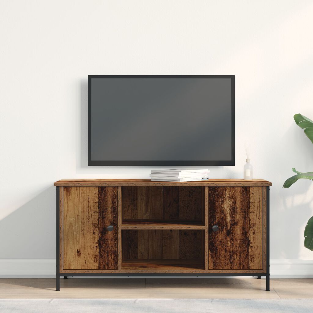 vidaXL Ντουλάπι τηλεόρασης από παλιό ξύλο 100x40x50 εκ Επεξεργασμένο ξύλο και Ατσάλι