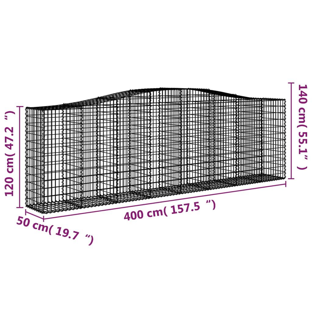vidaXL Συρματοκιβώτια Τοξωτά 8 τεμ. 400x50x120/140 εκ. Γαλβαν. Ατσάλι