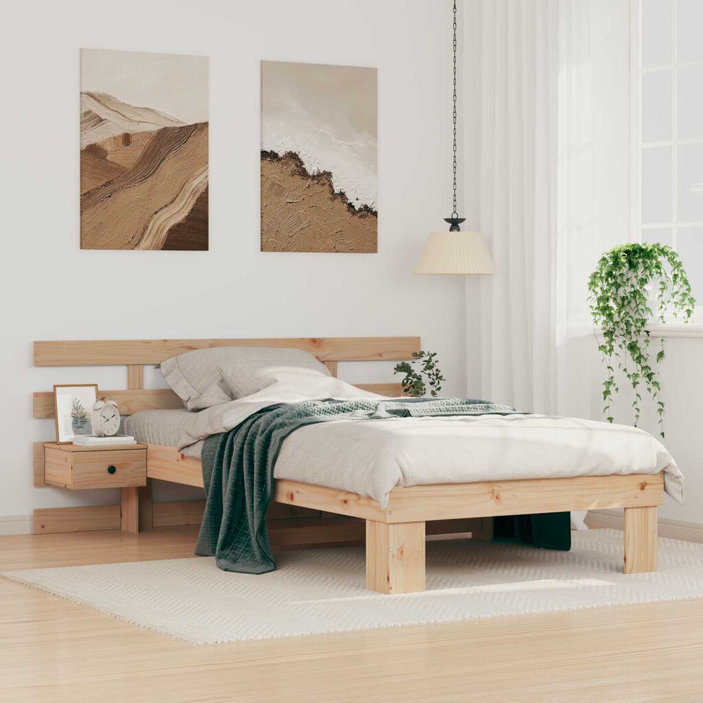 vidaXL Σκελετός Κρεβατιού Καφέ 75 x 190 cm Συμπαγές ξύλο πεύκου