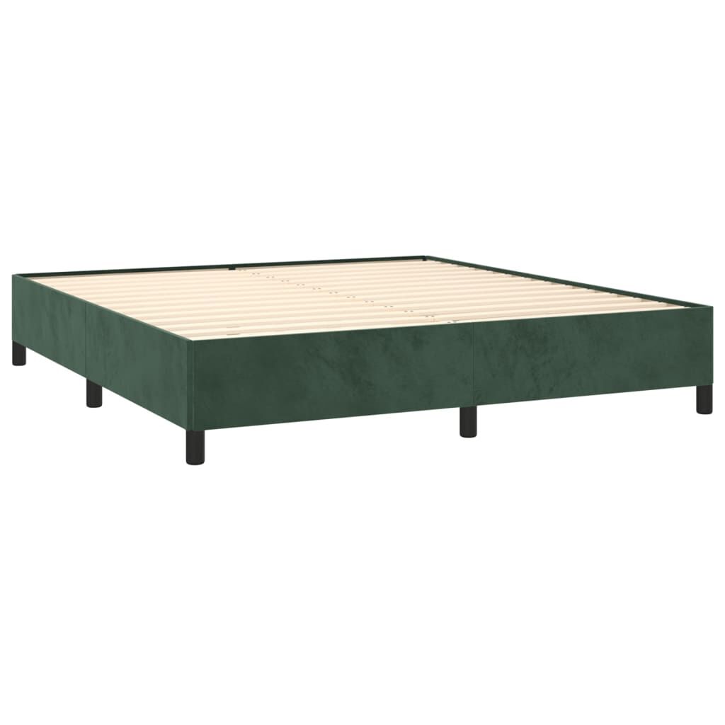 vidaXL Κρεβάτι Boxspring με Στρώμα Σκούρο Πράσινο 180x200εκ. Βελούδινο