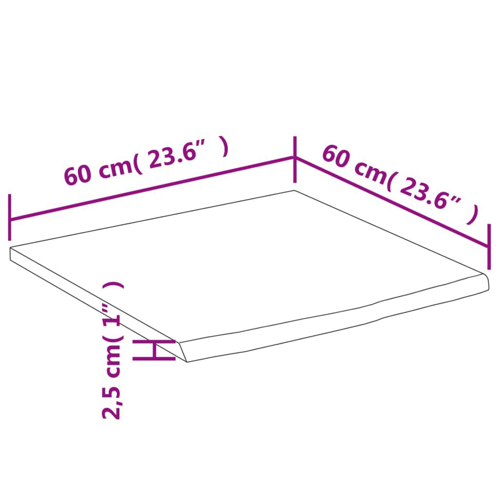 vidaXL Πάγκος Μπάνιου Ορθογώνιος 60x60x2,5 εκ. Μασίφ Ξύλο Οξιάς