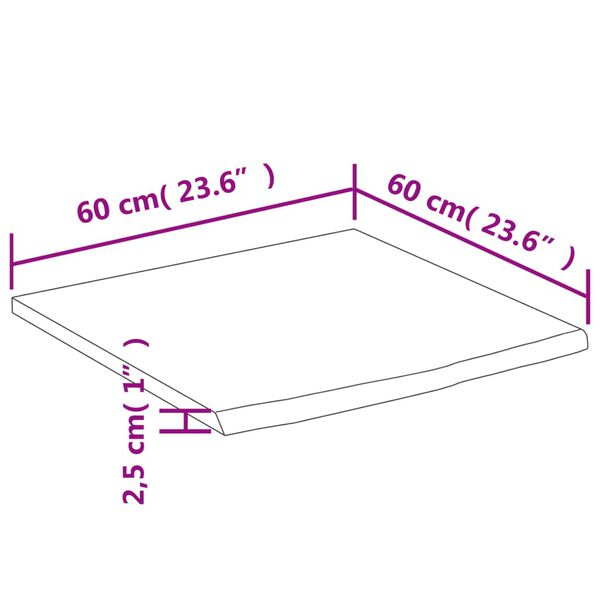 vidaXL Πάγκος Μπάνιου Ορθογώνιος 60x60x2,5 εκ. Μασίφ Ξύλο Οξιάς