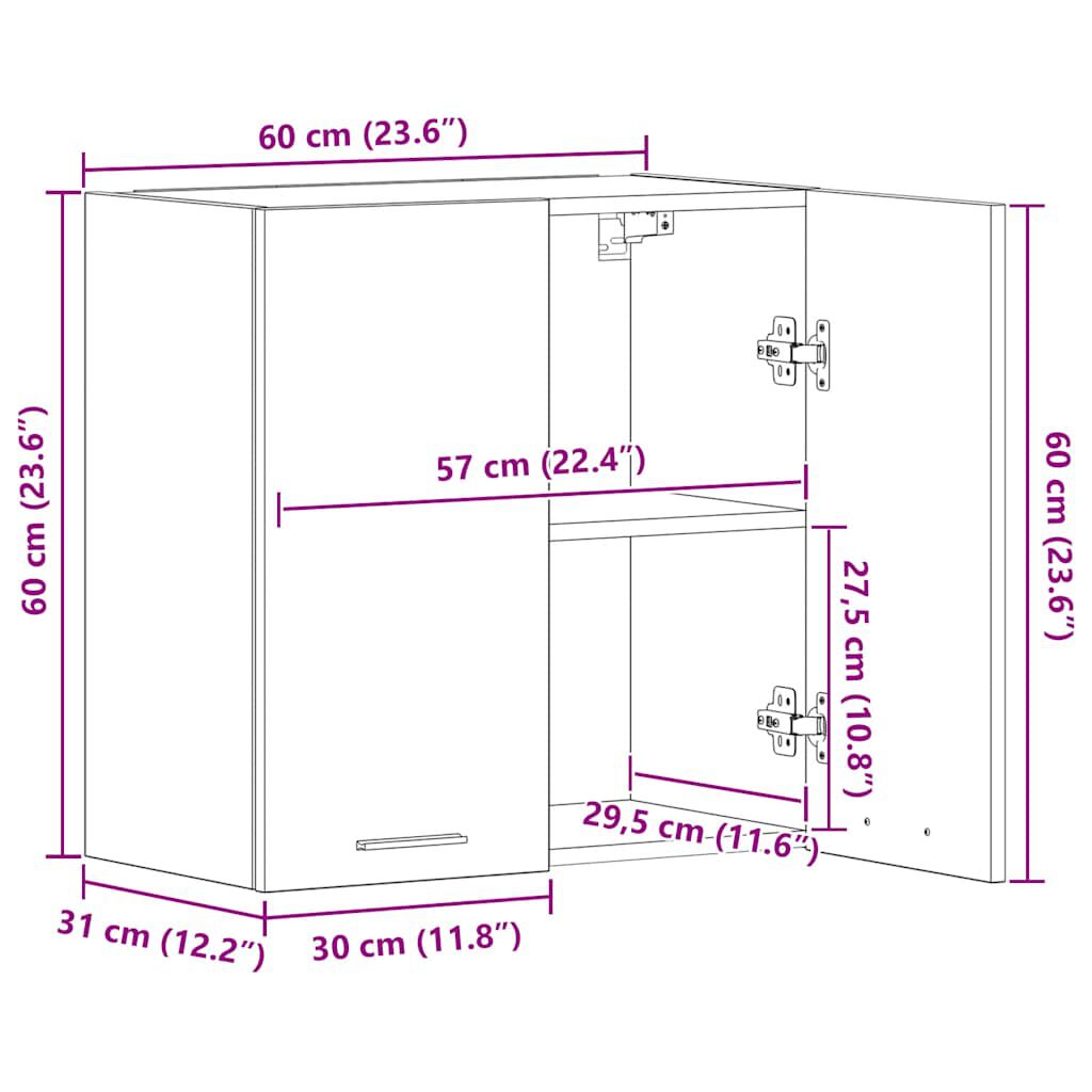 vidaXL Ντουλάπι Κρεμαστό Lyon Γκρι Σκυροδέματος 60x31x60εκ. από