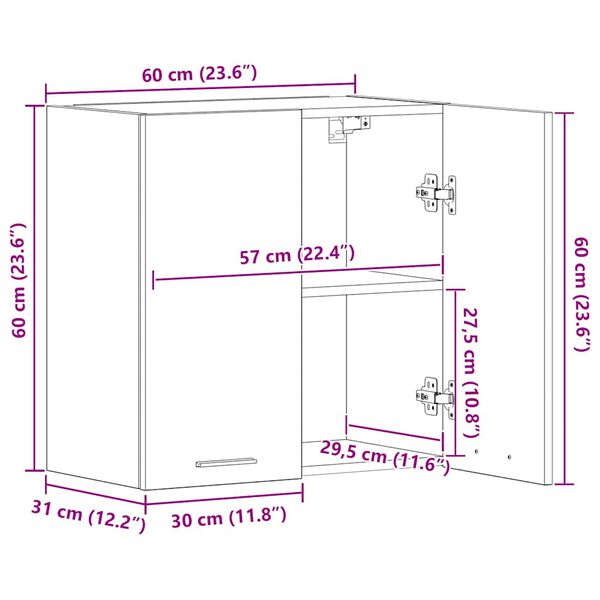 vidaXL Ντουλάπι Κρεμαστό Lyon Γκρι Σκυροδέματος 60x31x60εκ. από
