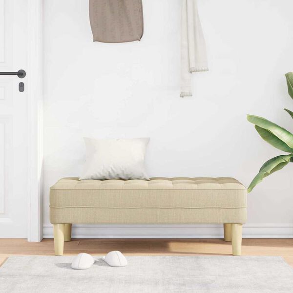 vidaXL παγκάκι Κρεμ 113 x 57 x 39 εκ. ύφασμα