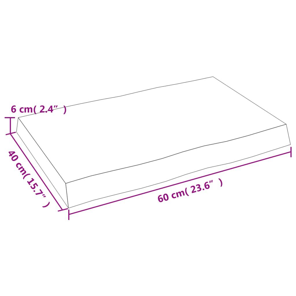 vidaXL Επιφ Τραπεζιού Αν Καφέ 60x40x(2-6)εκ. Ακατέργ. Μασίφ Ξύλο Δρυός