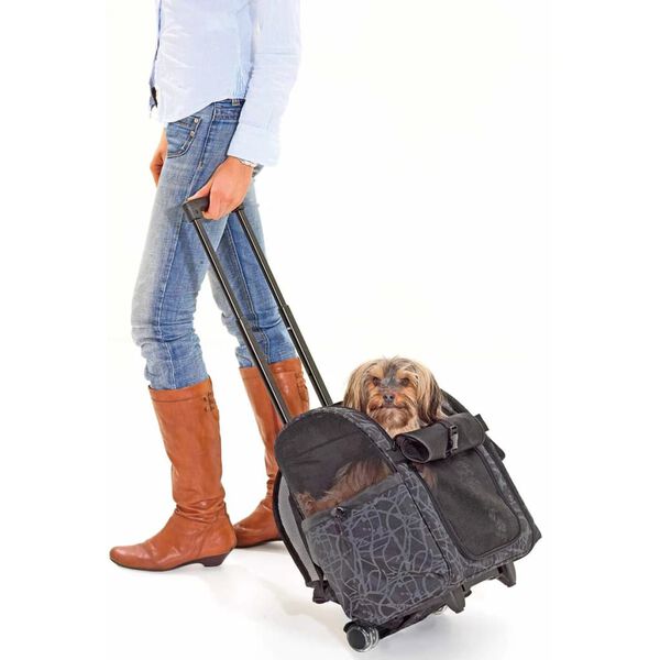 FLAMINGO Τρόλεϊ Μεταφοράς Κατοικίδιου Izzie Μαύρο 32 x 29 x 52 εκ.