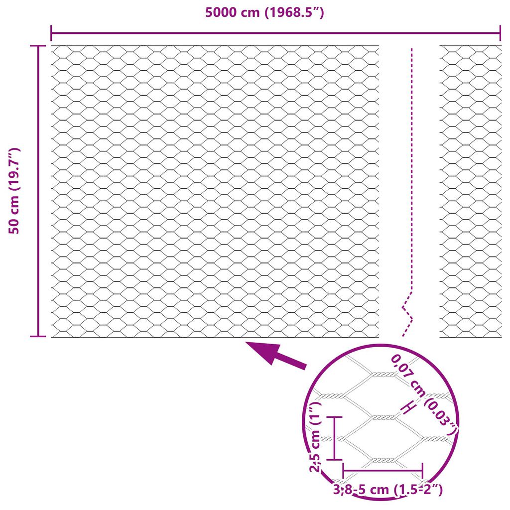 vidaXL Εξάγωνη Περίφραξη Πράσινη 0.5x50 μ Ατσάλι