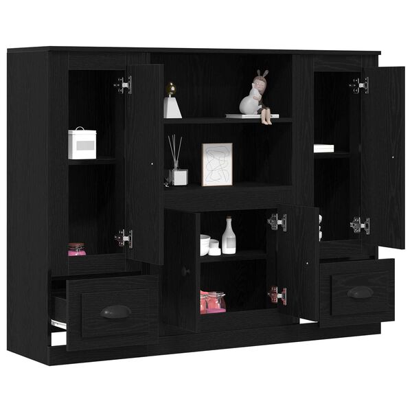vidaXL Βιβλιοθήκη Μαύρη Οξυά 132 x 35.5 x 103.5 εκ Επεξεργασμένο ξύλο