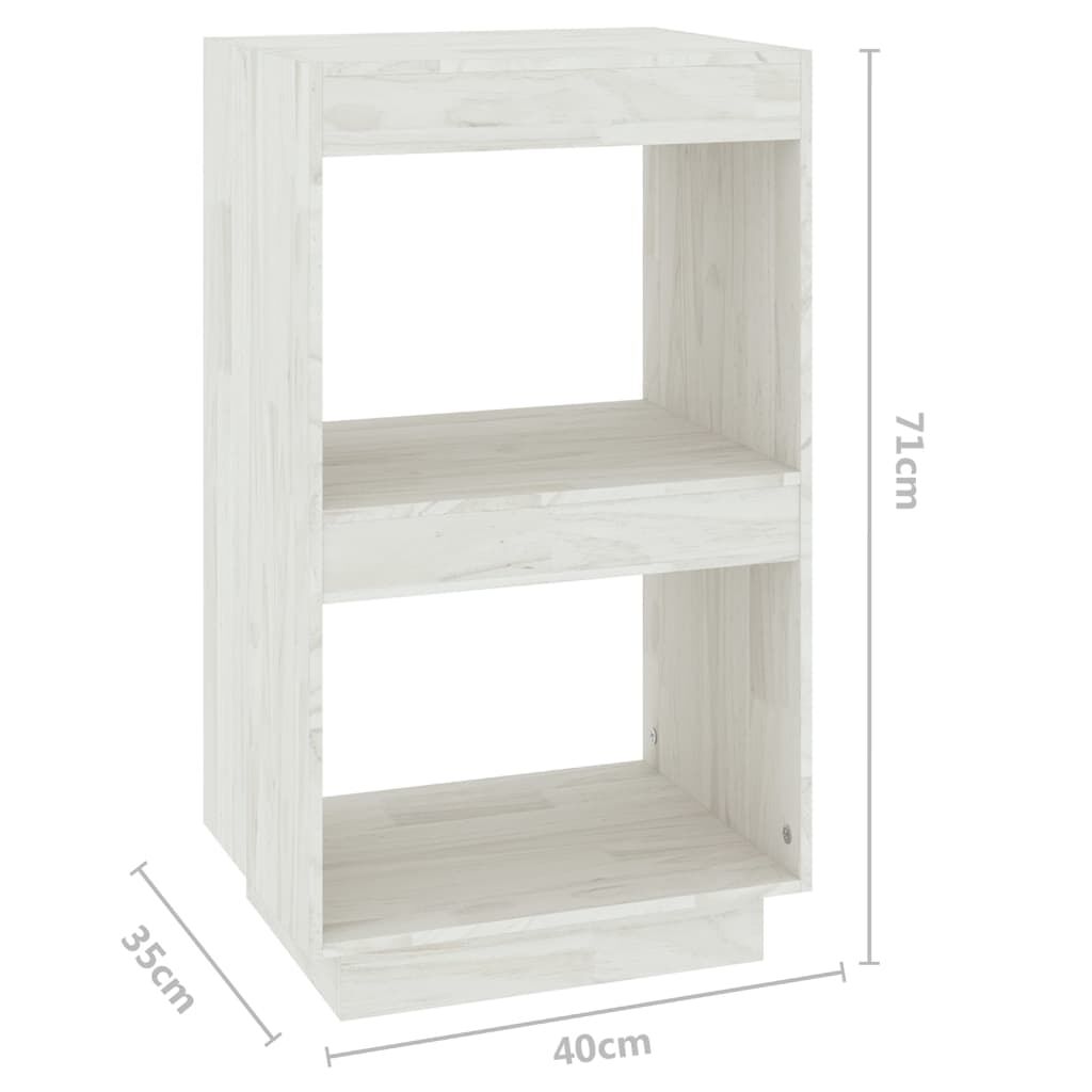 vidaXL Βιβλιοθήκη Λευκή 40 x 35 x 71 εκ. από Μασίφ Ξύλο Πεύκου
