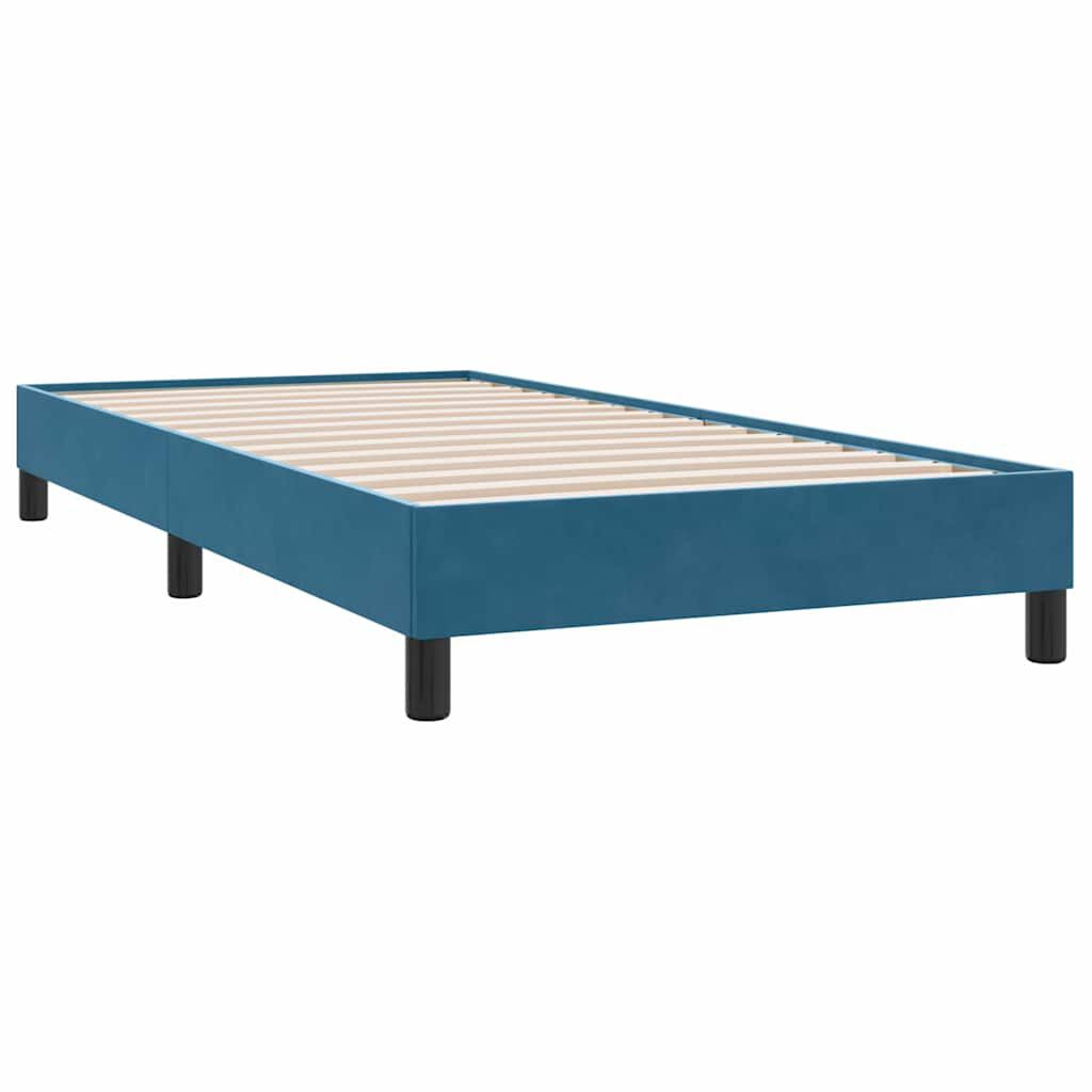 vidaXL Box Spring κρεβάτι με στρώμα σκούρο μπλε 80x210 εκ. Βελούδινο