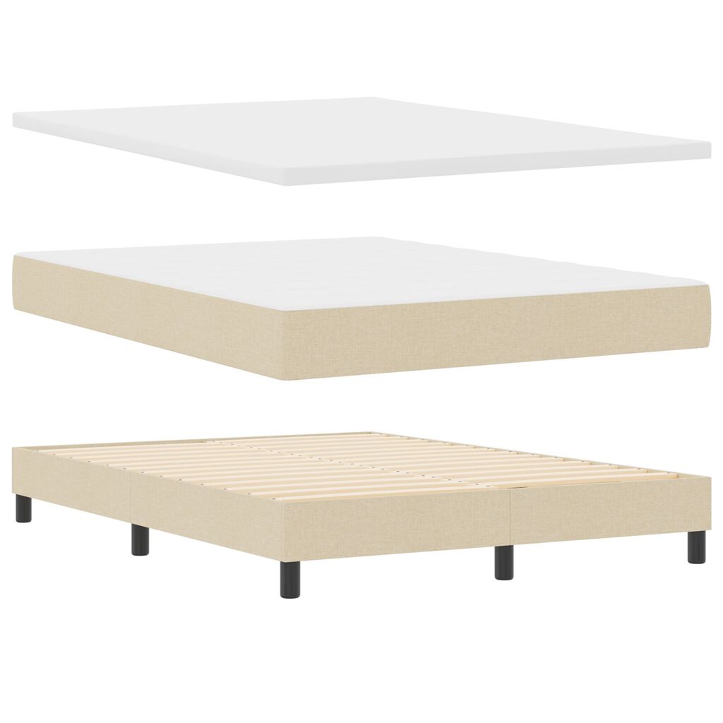 vidaXL Κρεβάτι Box Spring με Στρώμα Κρέμα 140x200 εκ. Υφασμάτινο