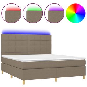 vidaXL &Kappa;&rho;&epsilon;&beta;ά&tau;&iota; Boxspring &mu;&epsilon; &Sigma;&tau;&rho;ώ&mu;&alpha; & LED Taupe 160x200 &epsilon;&kappa;. &Upsilon;&phi;&alpha;&sigma;&mu;ά&tau;&iota;&nu;&omicron;