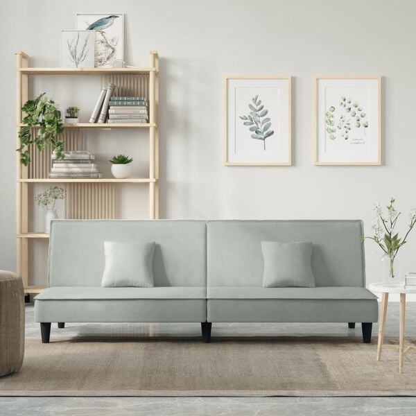 vidaXL Καναπές Κρεβάτι Ανοιχτό Γκρι Βελούδινος