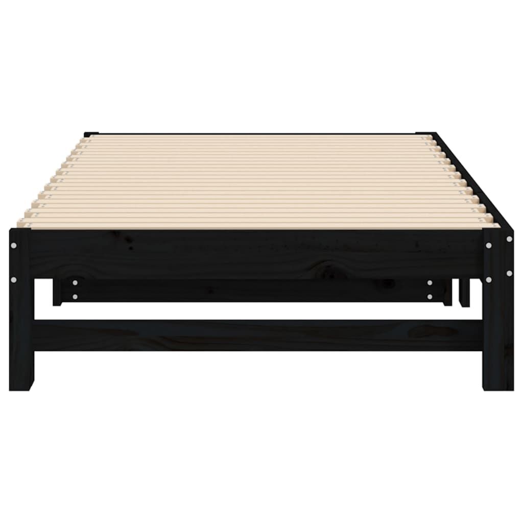 vidaXL Καναπές Κρεβάτι Συρόμενος Μαύρος 2x(90x190) εκ. από Μασίφ Πεύκο