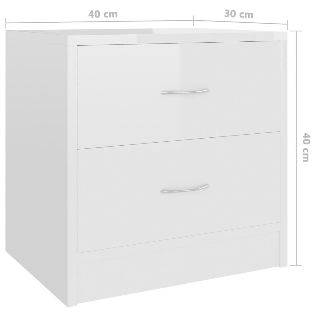 vidaXL Κομοδίνο Γυαλιστερό Λευκό 40 x 30 x 40 εκ. από Επεξ. Ξύλο