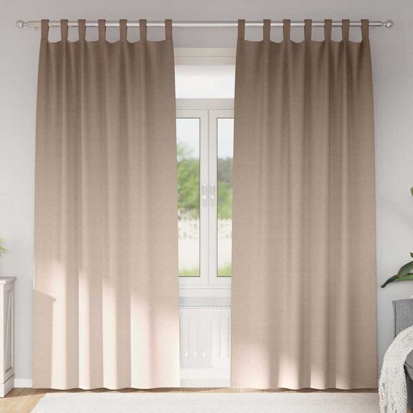 vidaXL &Kappa;&omicron;&upsilon;&rho;&tau;ί&nu;&epsilon;&sigmaf; &Mu;&alpha;ύ&rho;&eta;&sigmaf; Ύ&phi;&alpha;&nu;&sigma;&eta;&sigmaf; &mu;&epsilon; &Delta;&alpha;&chi;&tau;&upsilon;&lambda;ί&delta;&iota;&alpha; 2 pcs Taupe