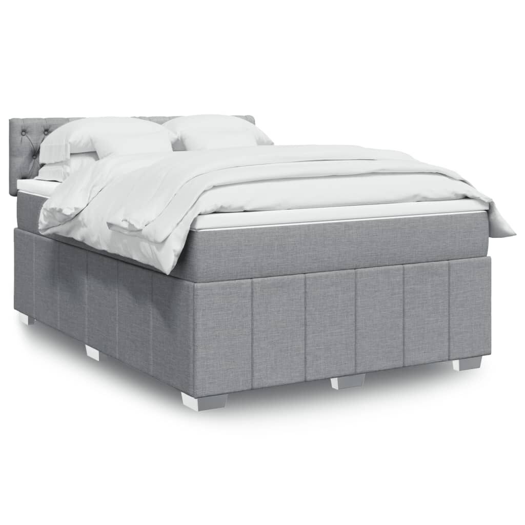 vidaXL Κρεβάτι Boxspring με Στρώμα Ανοιχτό Γκρι 140x190 εκ. Υφασμάτινο