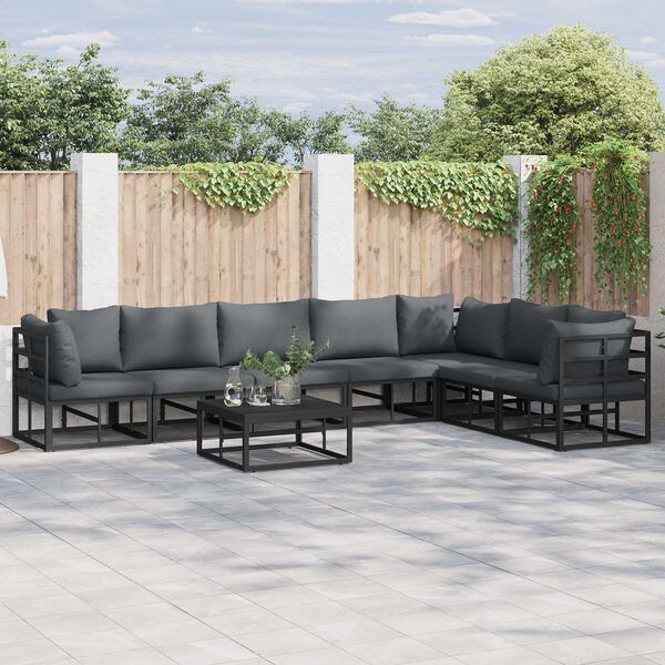 vidaXL Σετ Καναπέ Κήπου 7 pcs Μαύρο 70 x 70 x 32 εκ Αλουμίνιο