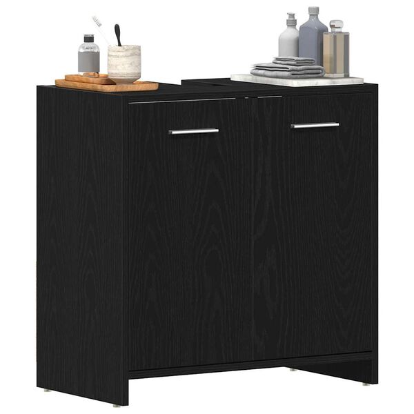 vidaXL Ντουλάπι Νιπτήρα Μπάνιου Μαύρο Δρυς 60x33x60 εκ. Επεξ. Ξύλο