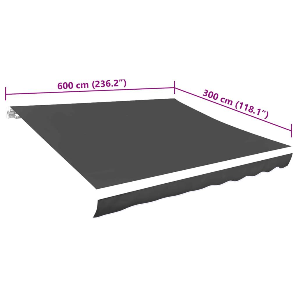 vidaXL Τεντόπανο Ανθρακί 600 x 300 εκ. από Καραβόπανο