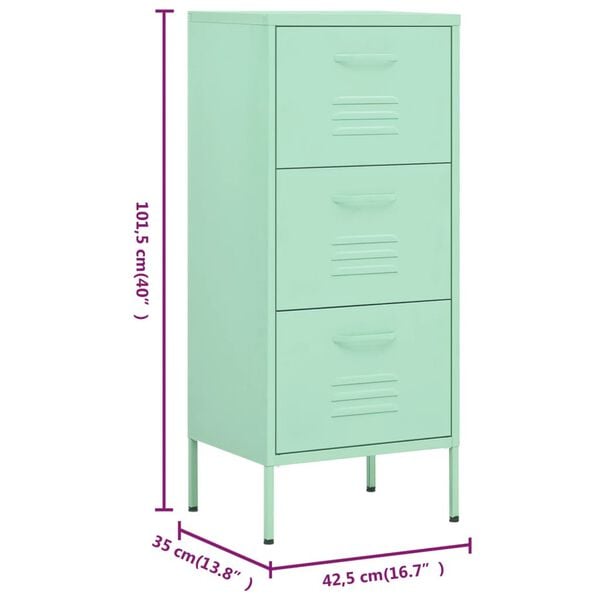 vidaXL Ντουλάπι Αποθήκευσης Xρώμα Mέντας 42,5x35x101,5 εκ. από Ατσάλι