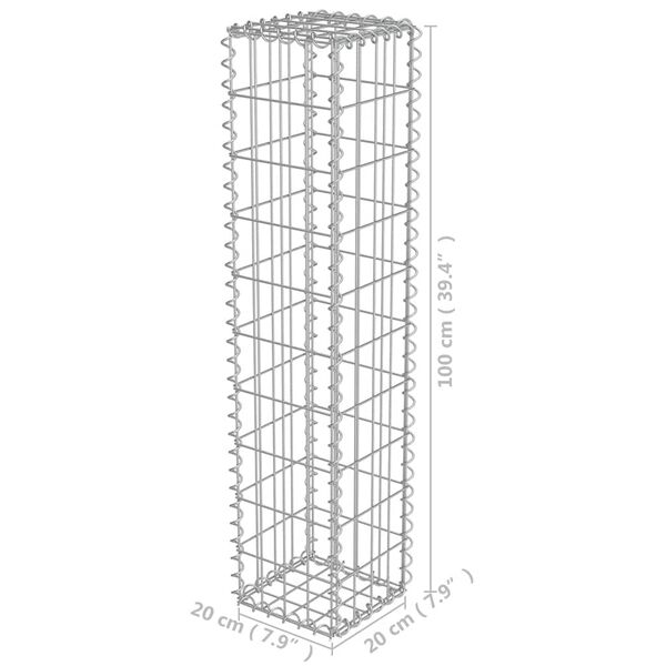 vidaXL Συρματοκιβώτιο Τοίχος 20x20x100 εκ. Γαλβαν.Χάλυβας + Καλύμματα