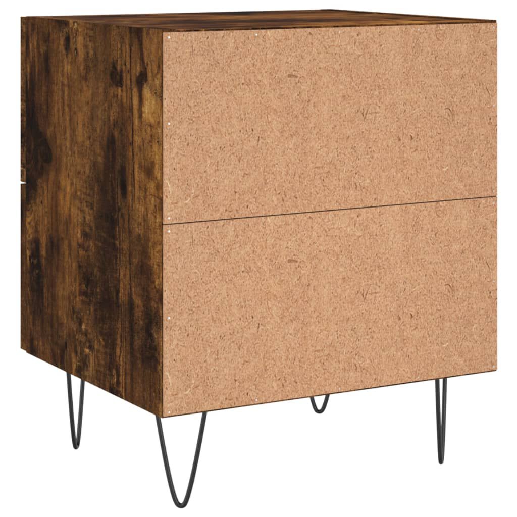 vidaXL Κομοδίνα 2 τεμ. Καπνιστή Δρυς 40 x 35 x 47,5 εκ. Επεξεργ. Ξύλο