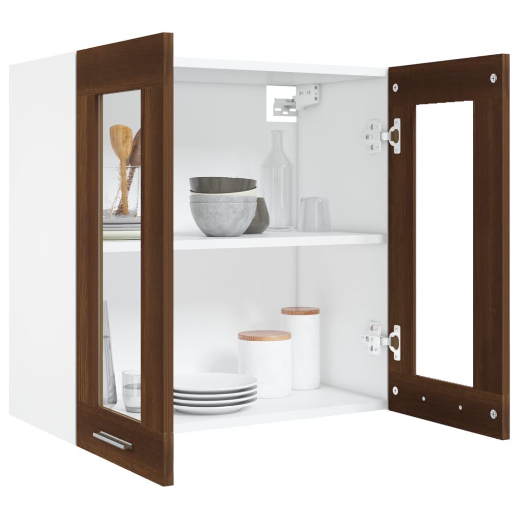 vidaXL Κρεμαστό Ντουλάπι Lyon Γυάλινο Καφέ Δρυς 60x31x60εκ.