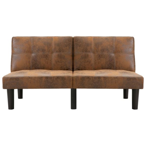 vidaXL Καναπές Διθέσιος Καφέ από Συνθετικό Καστόρι